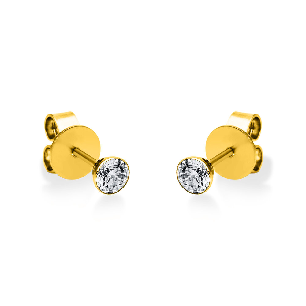 Langerak Natural Diamonds Langerak Diamonds 2G120G4-13, Oorstekers solitair 14 krt geelgoud
