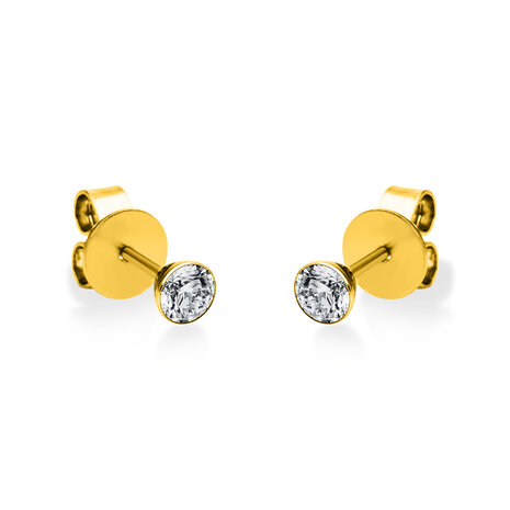 Langerak Natural Diamonds Langerak Diamonds 2G120G4-13, Oorstekers solitair 14 krt geelgoud