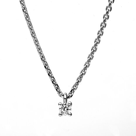 Langerak Diamonds Langerak Diamonds 4E910W4-2, Collier met briljant 14k witgoud