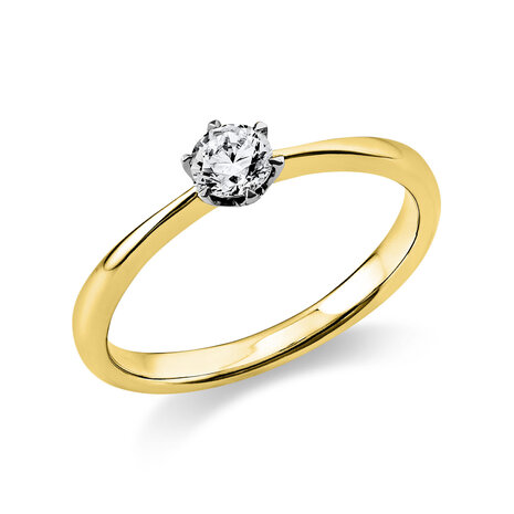 Langerak Diamonds Langerak Diamonds 1C481YP855-1, Ring solitair 18krt goud met platina zetting