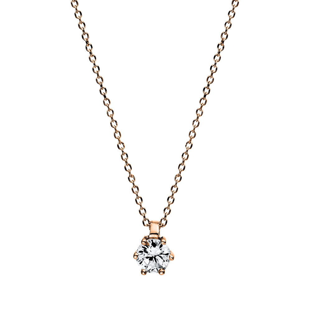 Langerak Diamonds Langerak Diamonds 4D279R4-7, Solitairhanger met collier 14 krt rosegoud