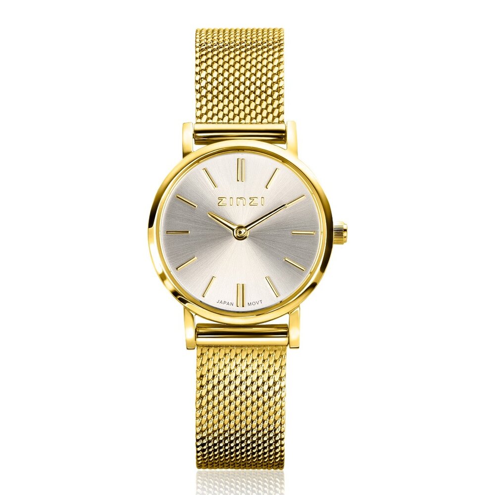 Zinzi Zinzi ZIW1833, Horloge goldplated mini rond met meshband