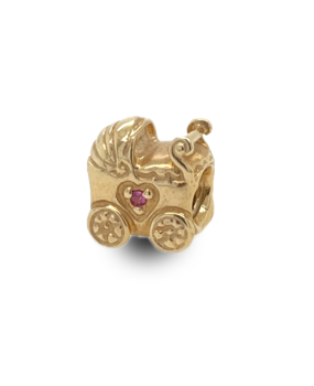 Pandora Pandora, 750409PSA, Charm kinderwagen 14 krt goud
