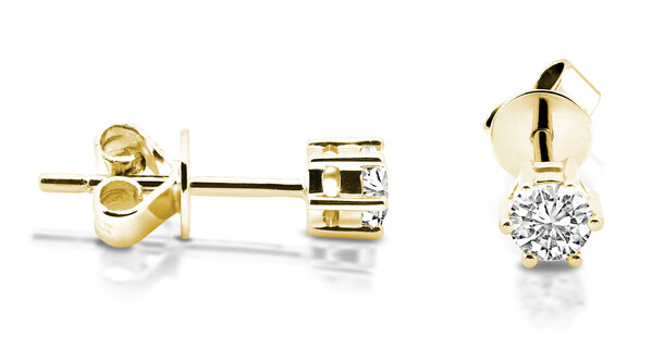 Langerak Diamonds Langerak Diamonds B02-G30, Solitair oorstekers 14 krt geelgoud