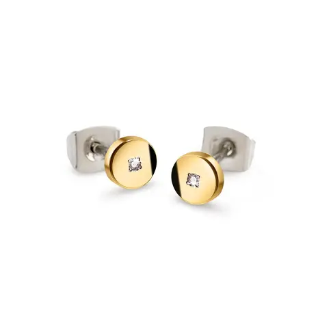 Boccia Boccia 05064-04, Oorstekers titanium (verguld) met diamant