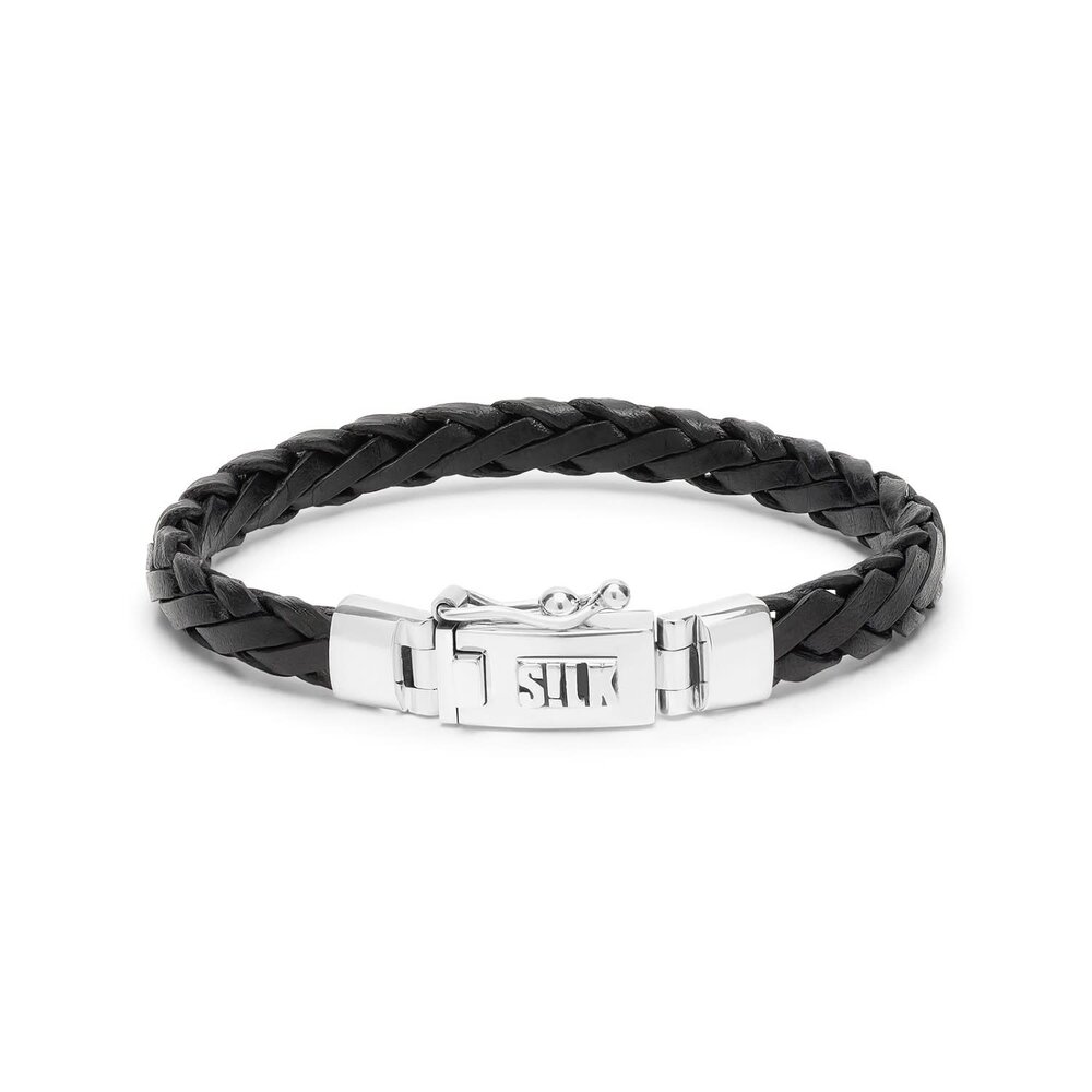 Silk Silk 766BLK.20, Armband zilver met leer