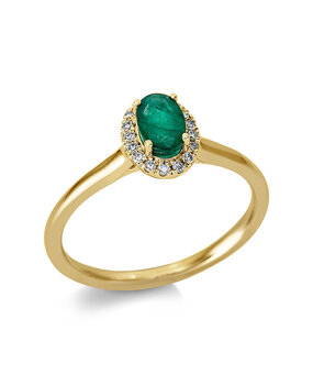 Langerak Natural Diamonds Langerak Diamonds 1BH12G454-1, Ring met smaragd en diamant