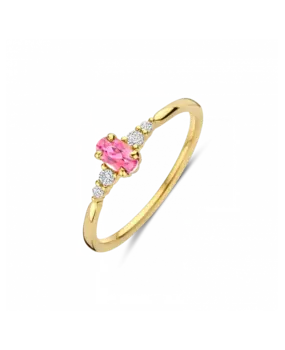 Briljant Briljant 607064013, Ring Roze Tourmalijn en Briljant 14k geelgoud