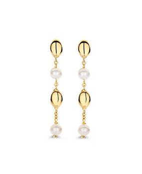 Excellent Jewelry Excellent OW137890, Oorhangers zoetwaterparel 14 kataarts goud