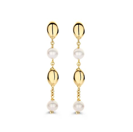 Excellent Jewelry Excellent OW137890, Oorhangers zoetwaterparel 14 kataarts goud