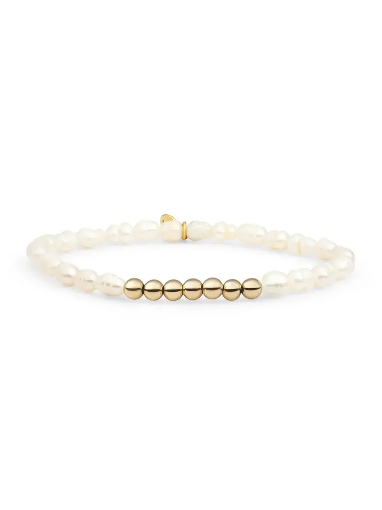 Sparkling Jewels Spparkling Jewels SB-G-4MM-RLI-PEARL, Kralenarmband