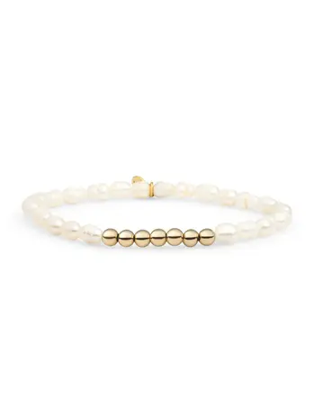 Sparkling Jewels Spparkling Jewels SB-G-4MM-RLI-PEARL, Kralenarmband