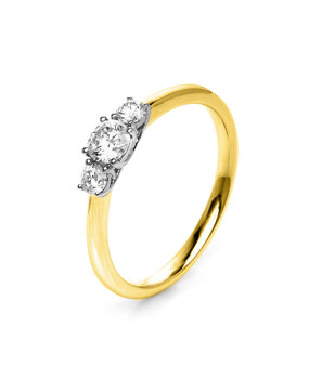 Langerak Diamonds Langerak Diamonds 1K432YP854-1, 18kt geelgouden ring met platina zetting