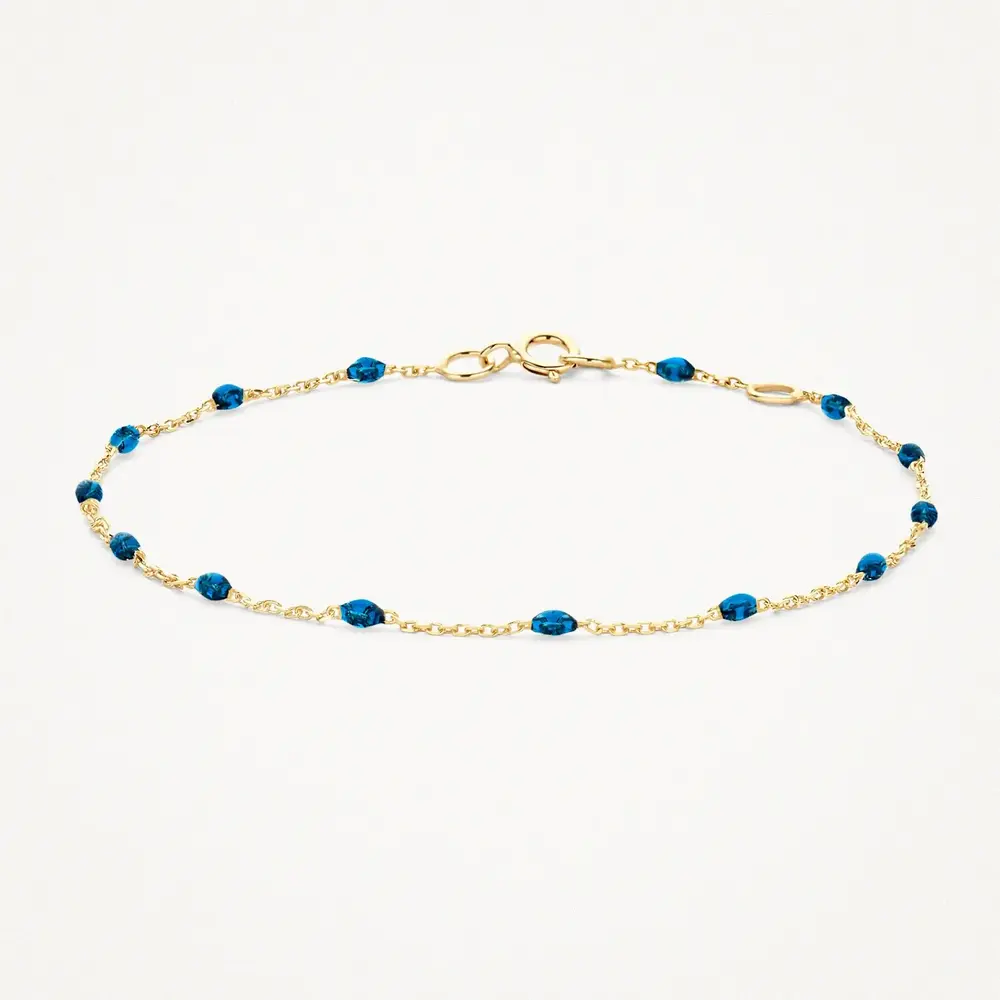 Blush Blush 2226YRB,  geelgouden armband met blauwe resin stenen