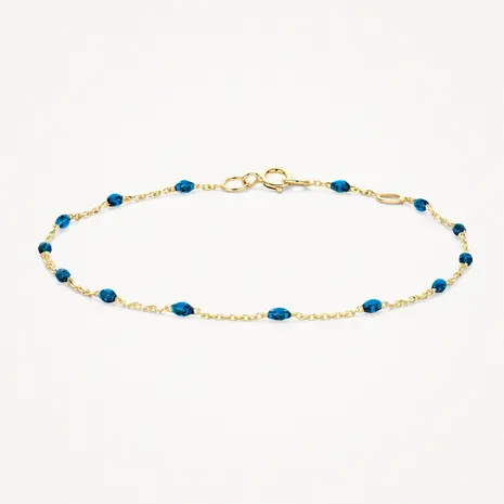 Blush Blush 2226YRB,  geelgouden armband met blauwe resin stenen