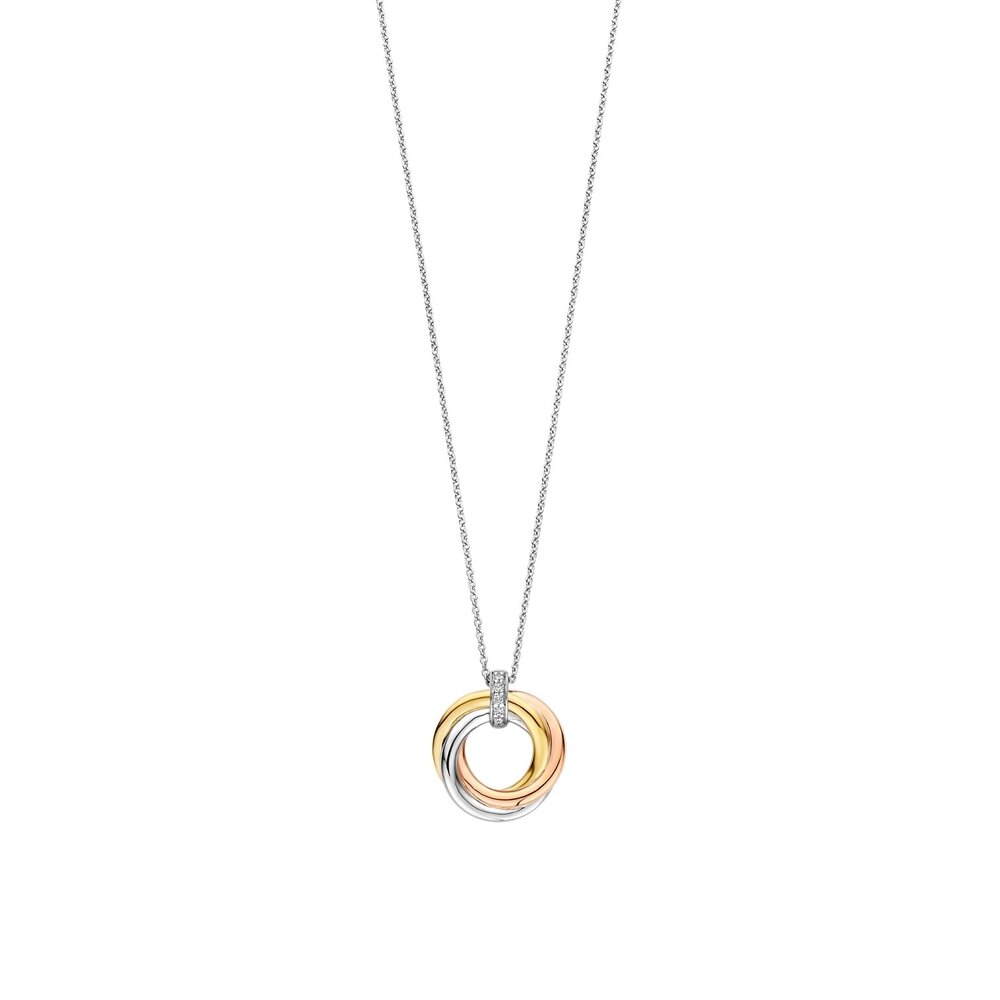 Ti Sento Ti Sento 3972ZT/42, Collier zilver verguld