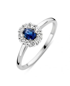 Excellent Jewelry Excellent RP216628-56, 14krt witgouden ring met saffier en briljant