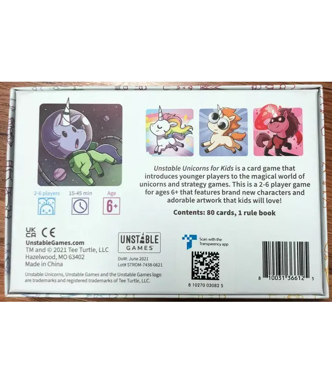 Unstable Unicorns: For Kids Edition (ENG)- Kartenspiel