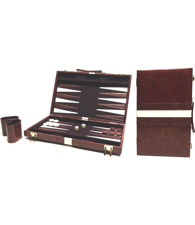 Backgammon (Koffer Braunes Vinyl) - Brettspiel