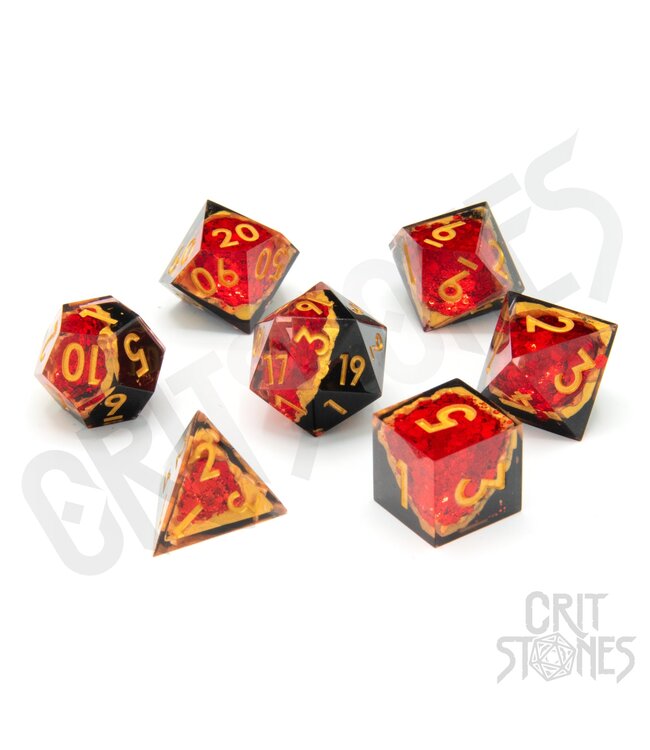 CritStones: Gemcutter's Ruby Geode - RPG Dice Set