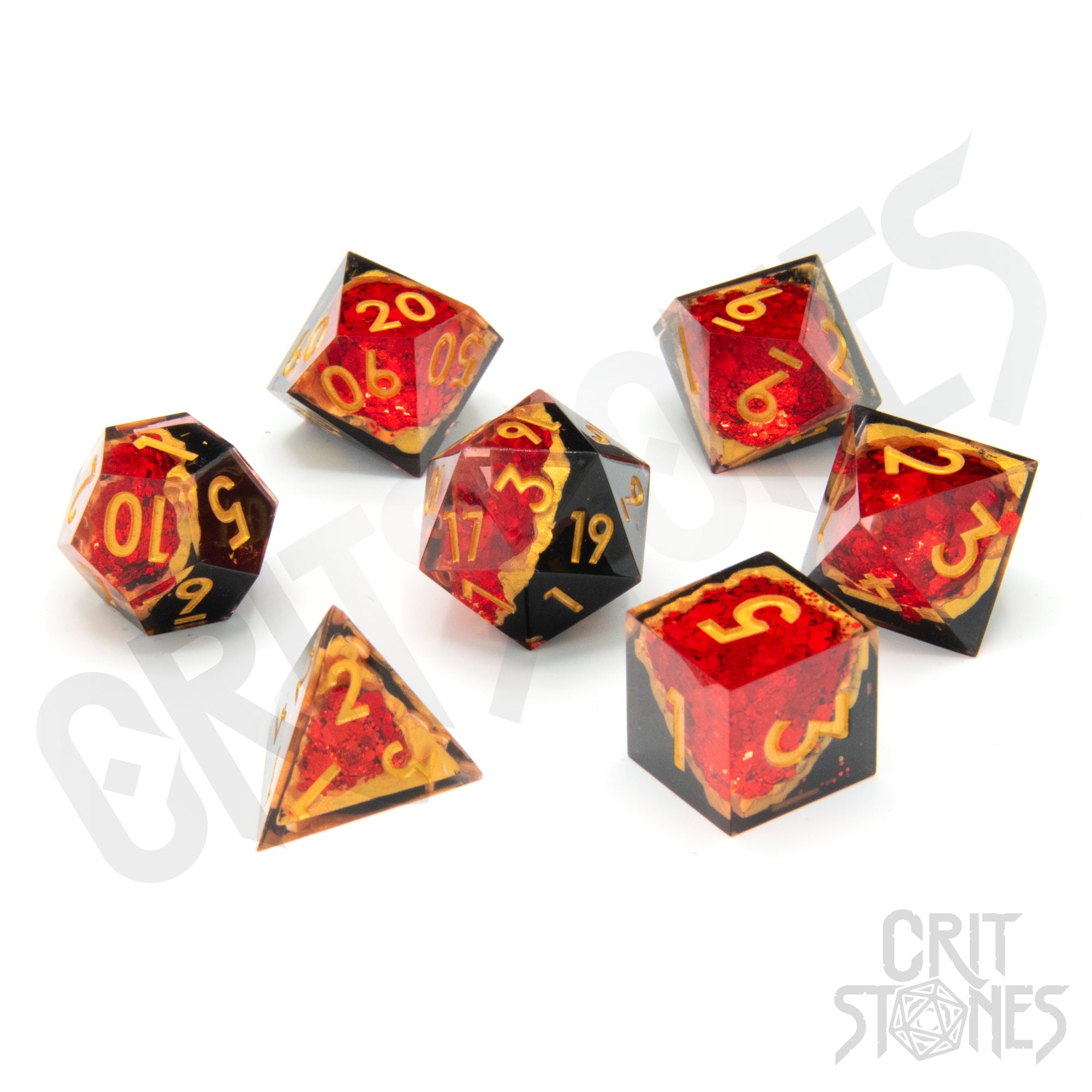 Glassstaff CritStones: Gemcutter's Ruby Geode - RPG Dice Set afbeelding