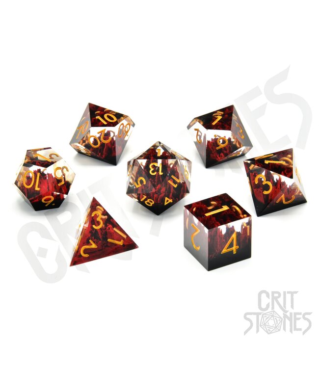 CritStones: Lava Peaks Sharp Edge Resin - RPG Dice Set