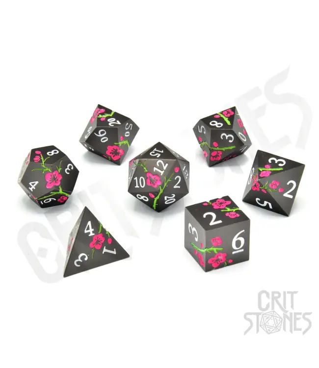 CritStones: Nighttime Blossom Metal - RPG Dice Set
