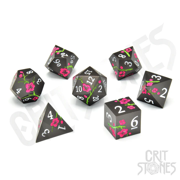 Glassstaff CritStones: Nighttime Blossom Metal - RPG Dice Set