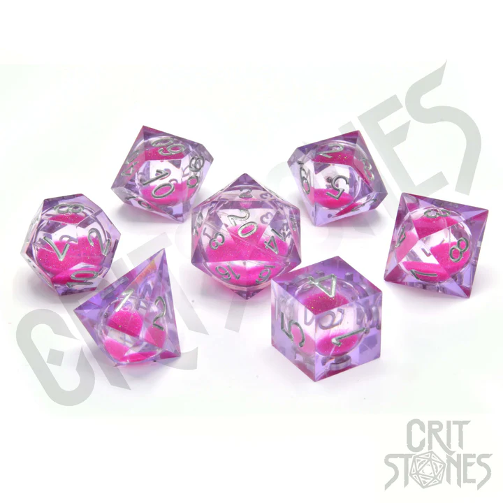 Glassstaff CritStones: Cherry Current Liquid Core - RPG Dice Set afbeelding