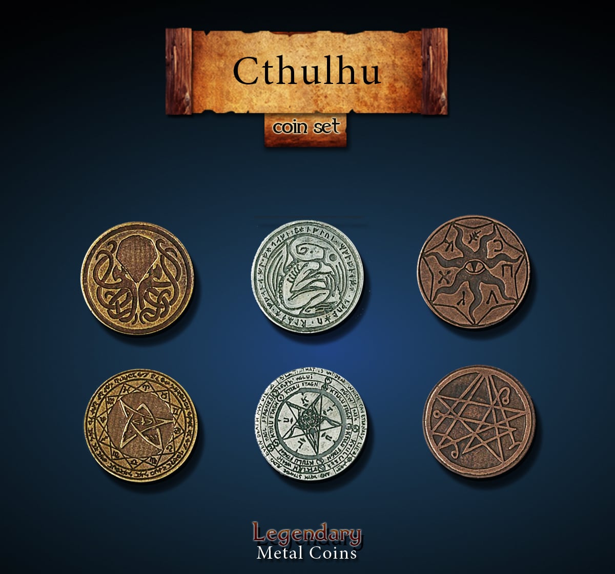 Drawlab Entertainment Legendary Metal Coins: Cthulhu (24 Coins) afbeelding