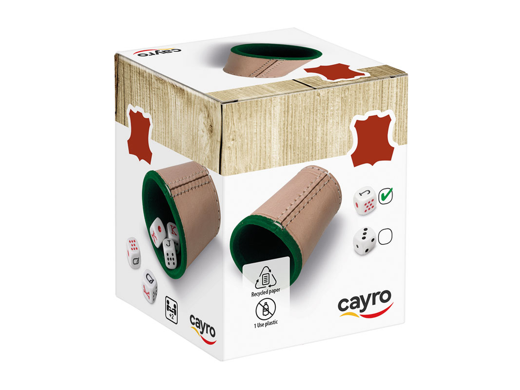 Cayro Poker Dice Cup (LINED WITH 5 DOTS DICES) afbeelding