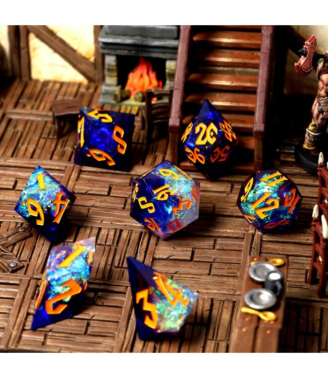 CritStones: Galactic Ember Sharp Edge Resin - RPG Dice Set