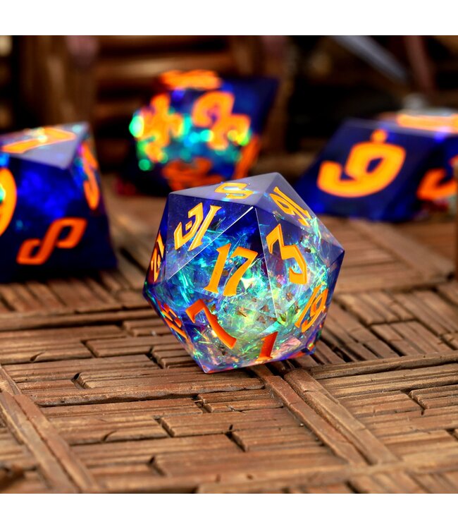 CritStones: Galactic Ember Sharp Edge Resin - RPG Dice Set