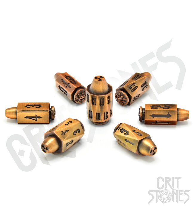 CritStones: Ballistic Brass Metal - RPG Dice Set