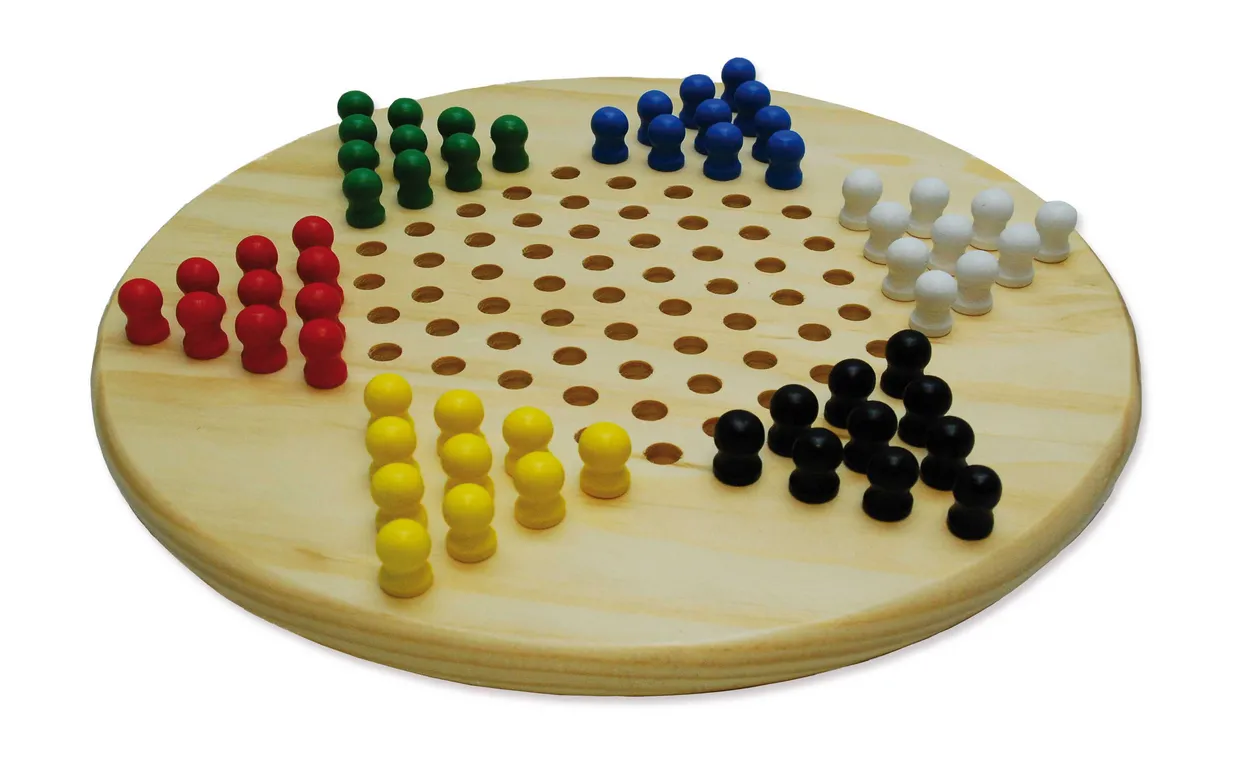 HOT Games Halma-Ster - Chinees Dammen (Hout, 28CM)