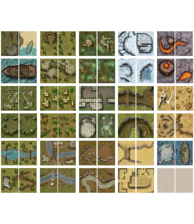 Loke BattleMats: Big Book of Battle Mats Wrecks & Ruins (8"x12")