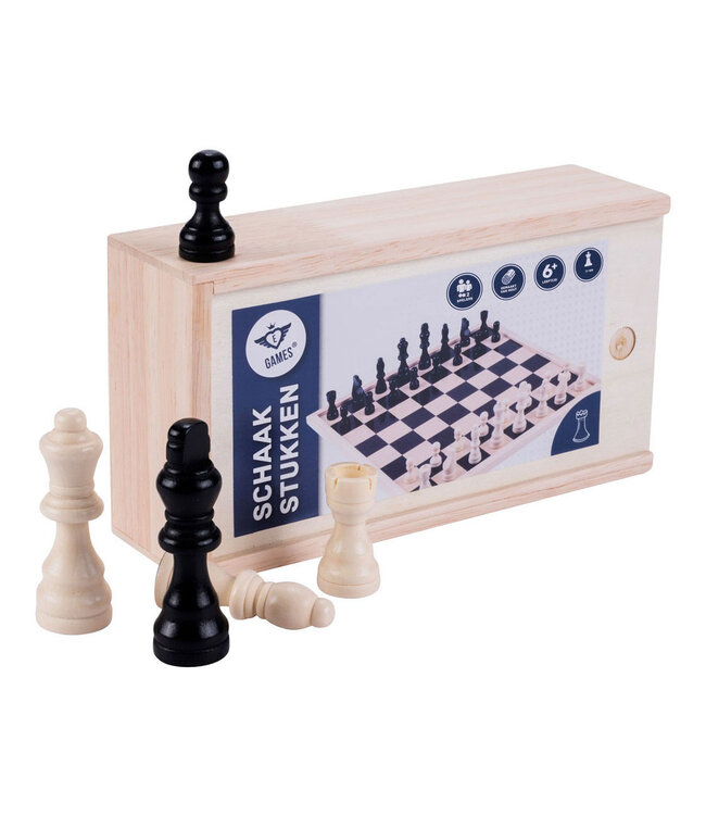 Schachfiguren in Holzbox – Königshöhe 77 mm