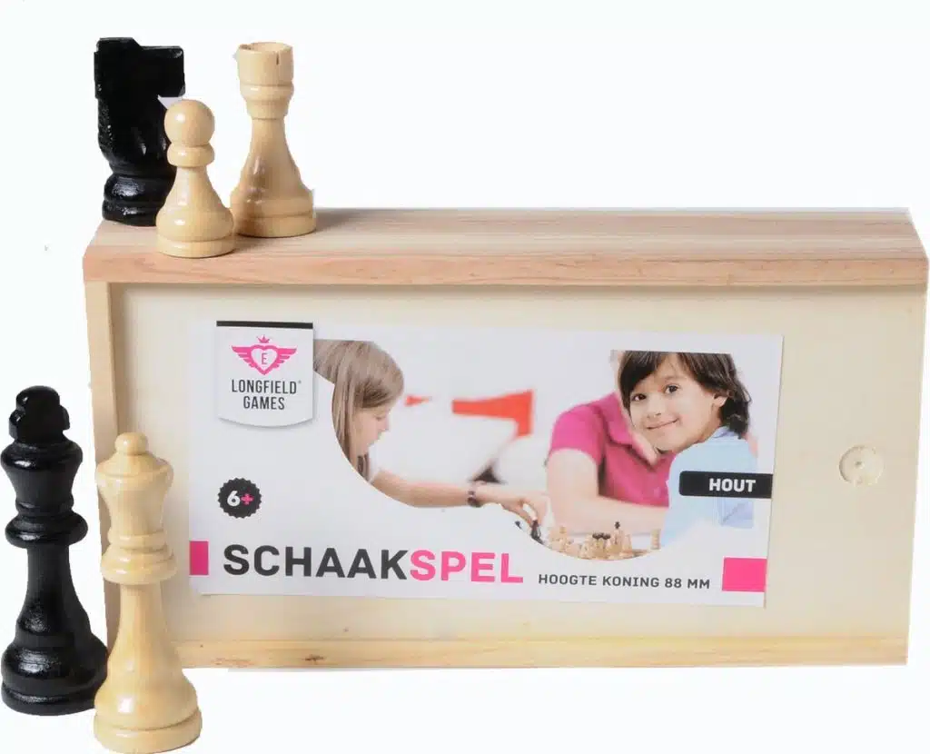 Engelhart Schaakstukken in Kistje – Koningshoogte 88 mm