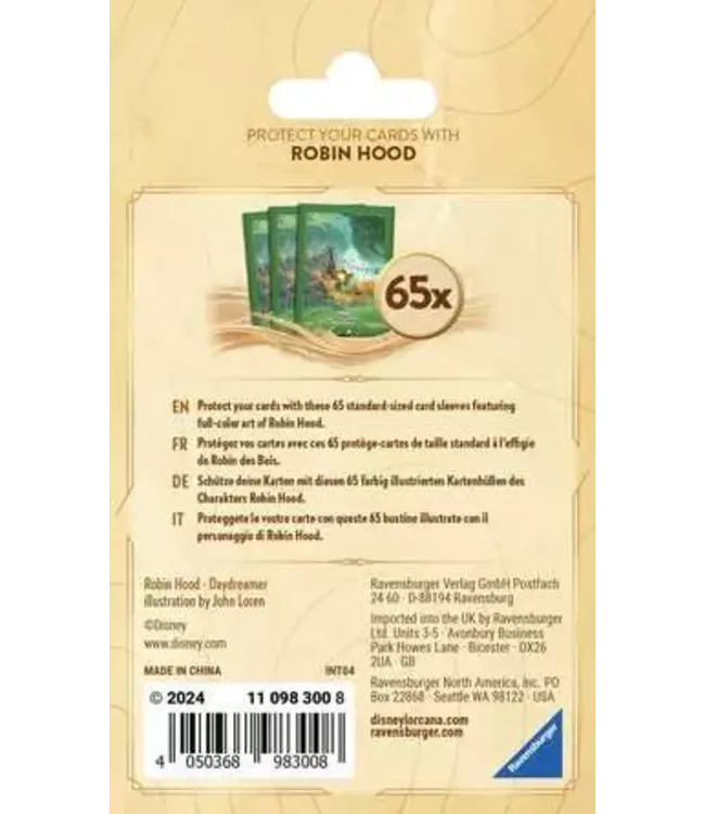 Disney Lorcana – Into the Inklands Card Sleeves: Robin Hood – 65 Pieces