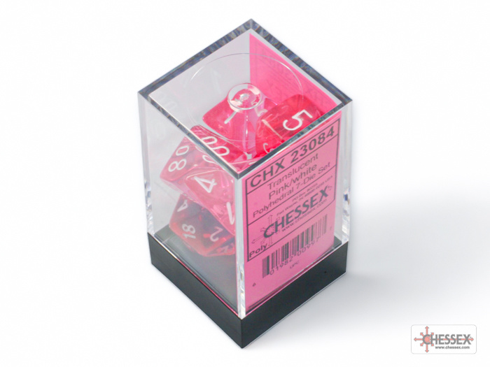 Chessex RPG Dice Set: Translucent Pink/White