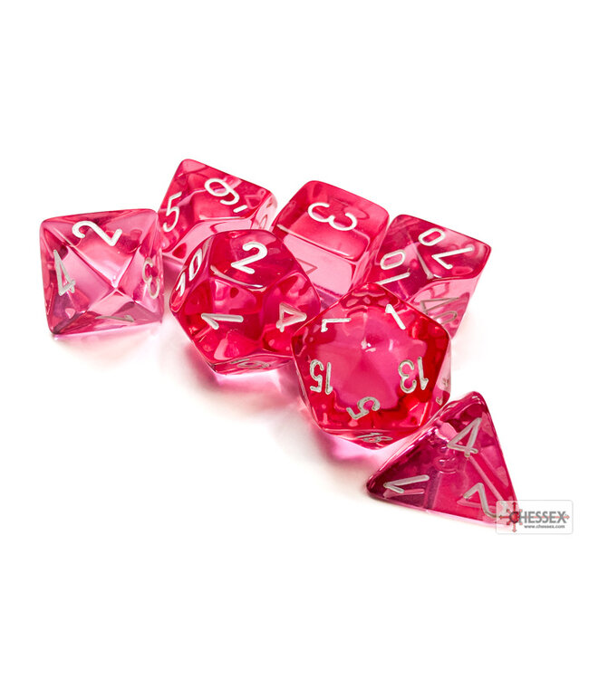 RPG Dice Set: Translucent Pink/White