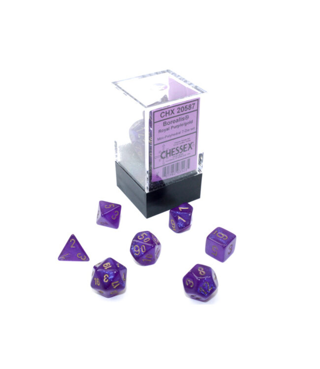 Mini RPG Dice Set: Borealis Royal Purple/Gold