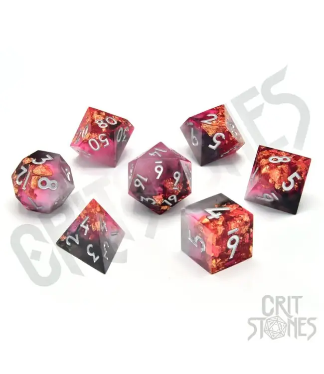 CritStones: Ruby Rift Sharp Edge Resin - RPG Dice Set
