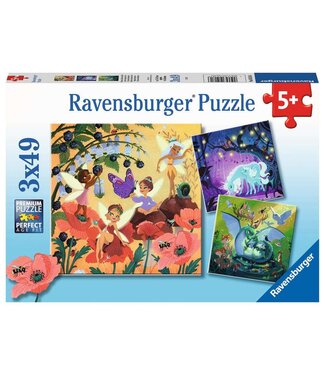 Ravensburger Eenhoorn, Draak en Fee 3 in 1 (3 x 49 Stukjes)