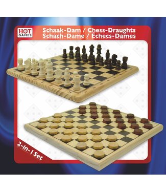 HOT Games Schach-Dame-Set Holz  (29 x 29 cm)