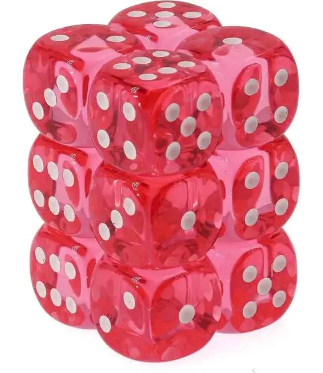 Dice Set: Translucent Pink/White (12x D6)