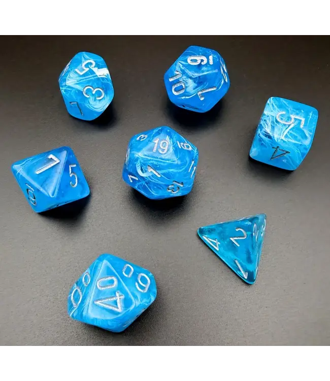 RPG Dice: Luminary Sky/Silver Mega-Hedral 7-Die Set