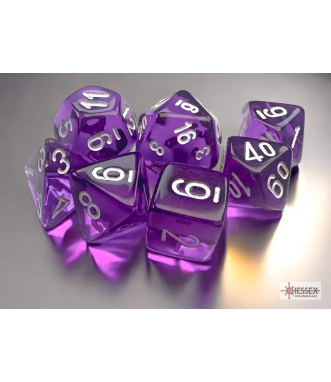 Chessex Mini RPG Dice Set: Translucent Purple/White