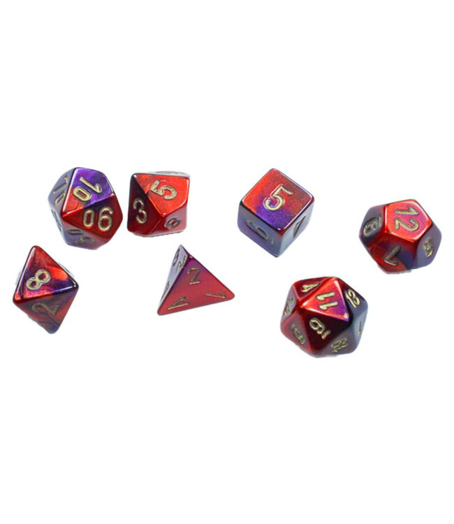 Mini RPG Dice: Gemini Purple-Red/Gold - RPG Dice Set