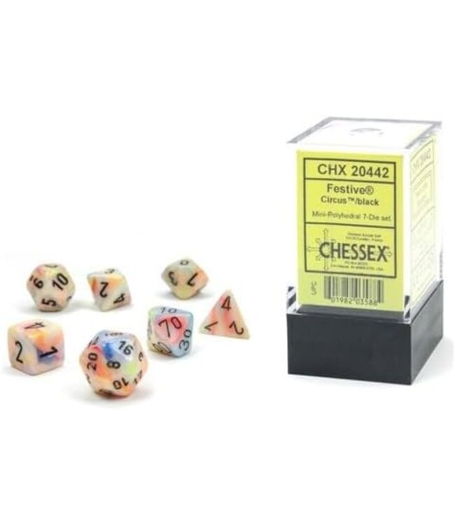 Chessex Mini RPG Dice: Festive Circus/Black